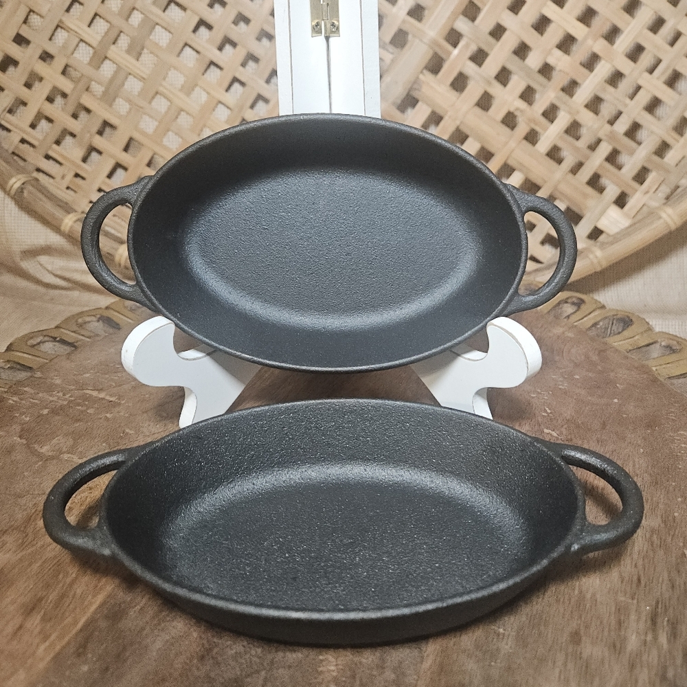 SET OF 2 PIONEER WOMAN MINI CAST IRON OVAL AU GRATIN SINGLE SERVE BAKING DISH - Picture 14 of 14